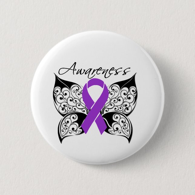 Tattoo Butterfly Awareness - Pancreatic Cancer Knapp (Framsida)