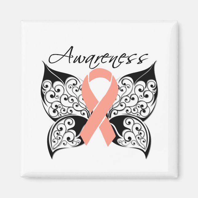 Tattoo Butterfly Awareness - Uterine Cancer Magnet (Framsidan)