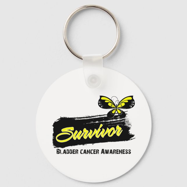 Tattoo Butterfly Bladder Cancer Survivor Nyckelring (Framsida)