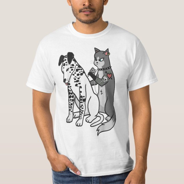 Tattoo Cat Inked Dalmatian Tecknad Funny Graphic T Shirt (Framsida)