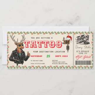 Tattoo Christmas Gift Ticket Certificate Voucher Inbjudningar