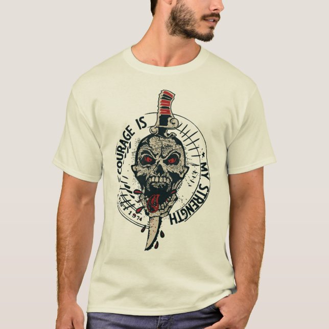 tattoo courage is my strenght tete de mort crane c t shirt (Framsida)