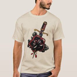 tattoo couteau rose fleur dague poignard transperc t shirt