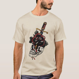 tattoo crane tete de mort dague old school fleur r t shirt