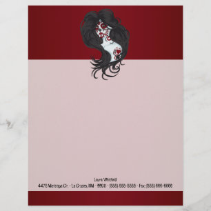 Tattoo Day of the dead Sugar Letterhead Stationery Brevhuvud