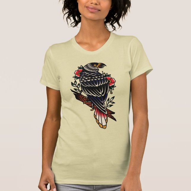 Tattoo Design Graphic Raven Kråka Old school T Shirt (Framsida)