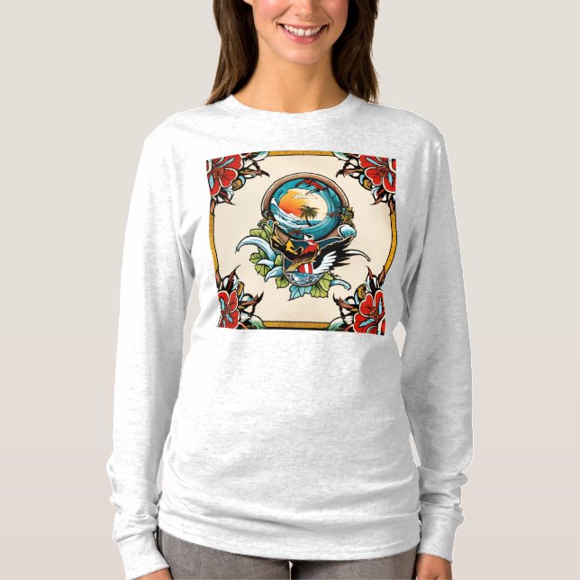 Tattoo Design - Light Färg Background T-Shirt" T Shirt (Framsida)