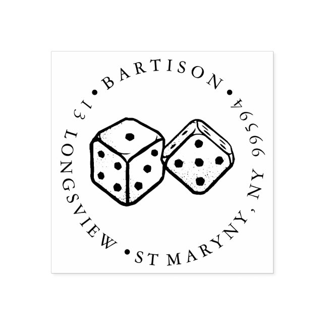 TATTOO DICE ROUND RETURADRESS STÄMPEL (Tryck)