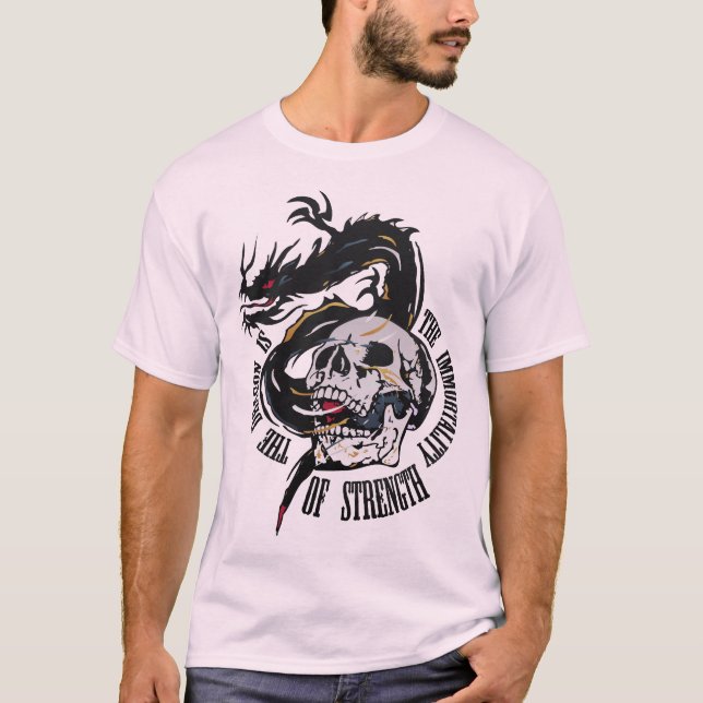 tattoo dragon immortality strenght tete de mort cr t shirt (Framsida)