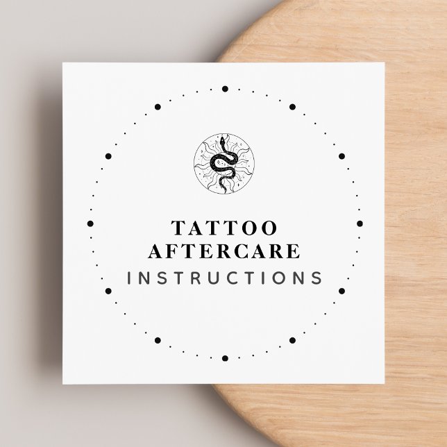 Tattoo Efterföljande instruktioner Svartvitt Fyrkantigt Visitkort (Skapare uppladdad)