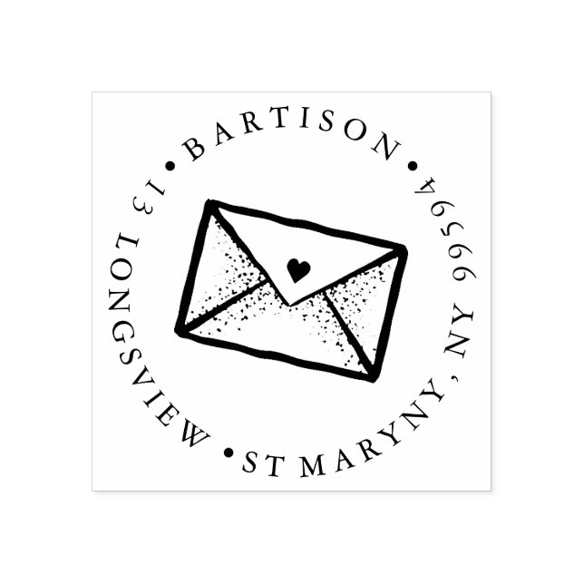 TATTOO ENVELOPE brev ROUND RETURADRESS Stämpel (Tryck)