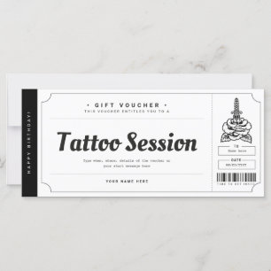 Tattoo Gift Card Biljett-kupongcertifikat