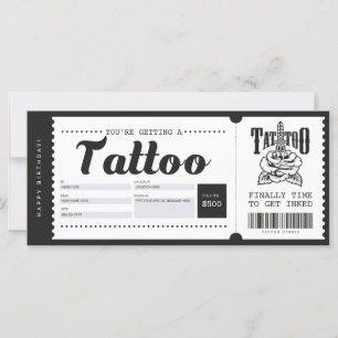 Tattoo Gift Card Biljett-kupongcertifikat