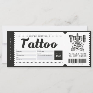 Tattoo Gift Card Biljett-kupongcertifikat Inbjudningar