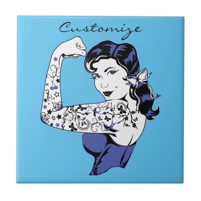 Tattoo Girl Arm Up Thunder_Cove Kakelplatta (Framsidan)