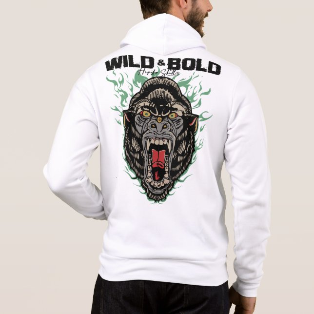Tattoo gorille wild and bold slogan old school gra t shirt (Baksida)