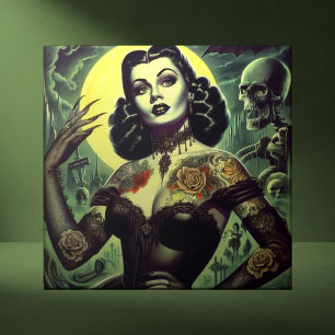 Tattoo Goth Woman Kakelplatta