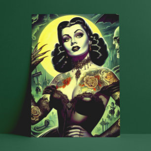 Tattoo Goth Woman Vykort