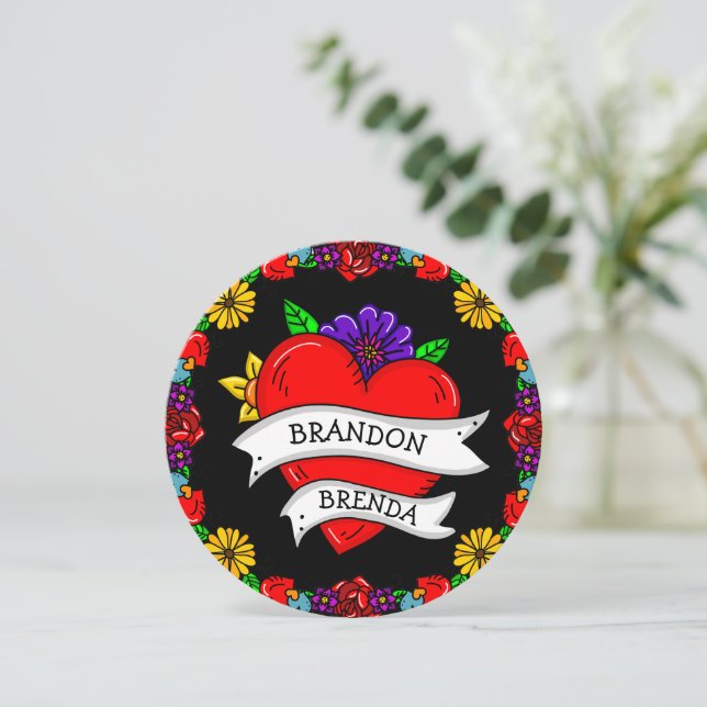 Tattoo Graffiti Art Stil Bröllop Inbjudningar (Stående Fram)