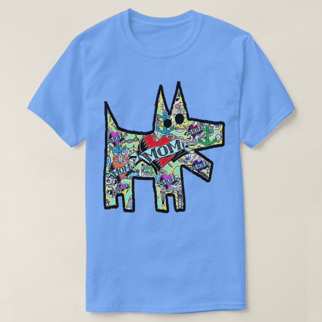 Tattoo Graffiti Hund T Shirt (Design framsida)
