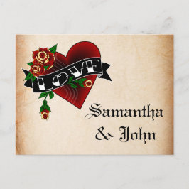 Tattoo Heart and Ro Save Date Meddelande Vykort