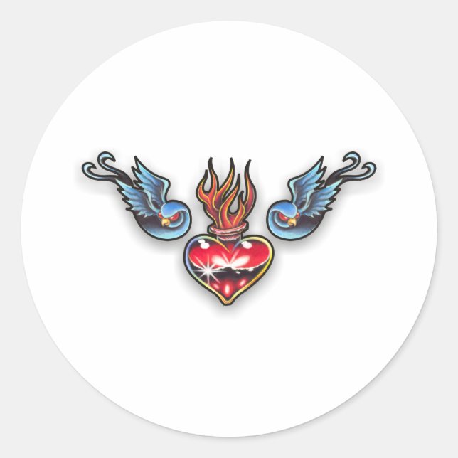 Tattoo-hjärta Runt Klistermärke (Framsida)