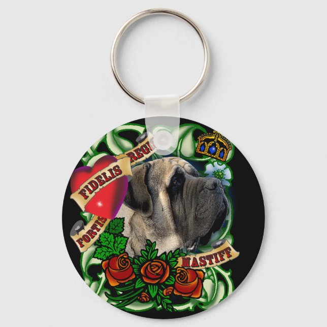 Tattoo Mastiff Keychain Nyckelring (Framsida)