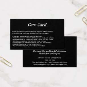 Tattoo Microblading Aftercare Instructions Black Visitkort