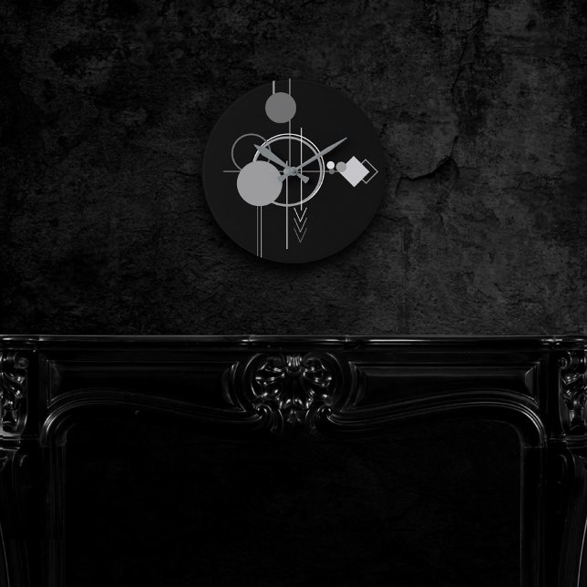 Tattoo Modern Art Deco | Minimering av svartvitt o Rund Klocka (Skapare uppladdad)