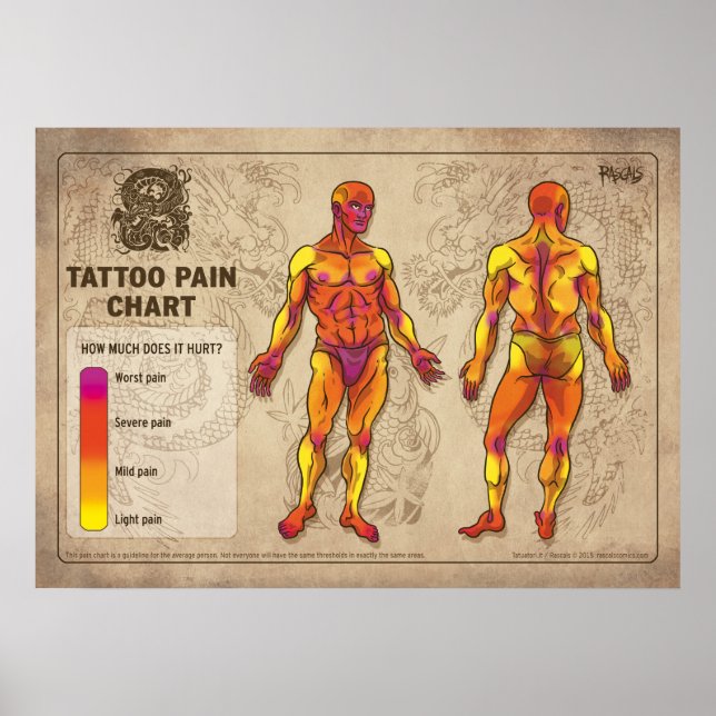 Tattoo Pain Chart - Rascals Poster (Framsidan)