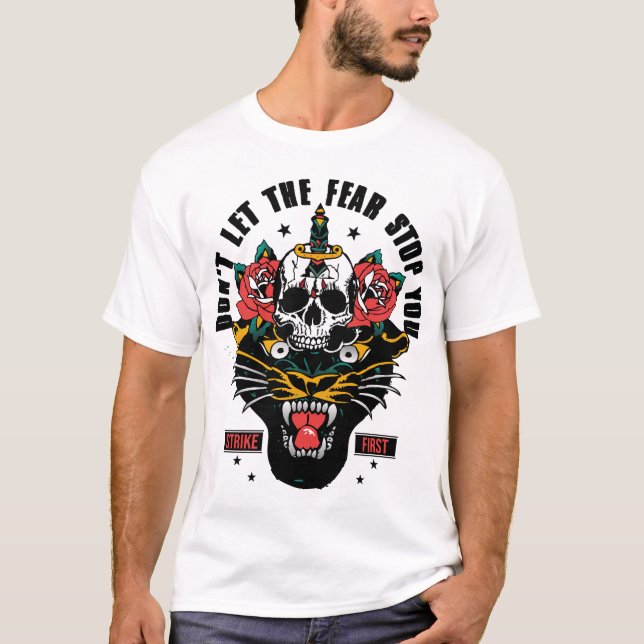 Tattoo panthere citation old school t shirt (Framsida)