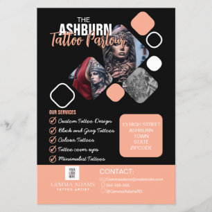 Tattoo Parlor Poster - Anpassningsbar Black Flygblad