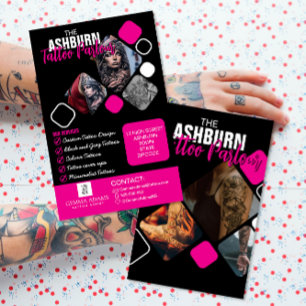 Tattoo Parlor Poster - Anpassningsbar Black rosa Flygblad