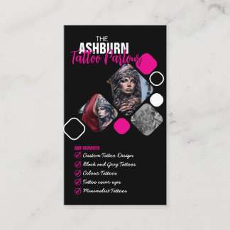 Tattoo Parlor Poster - Anpassningsbar Black rosa Visitkort