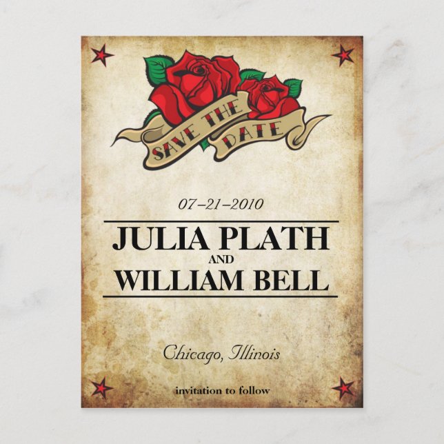 Tattoo Ro Spara datum Meddelande Vykort (Framsida)