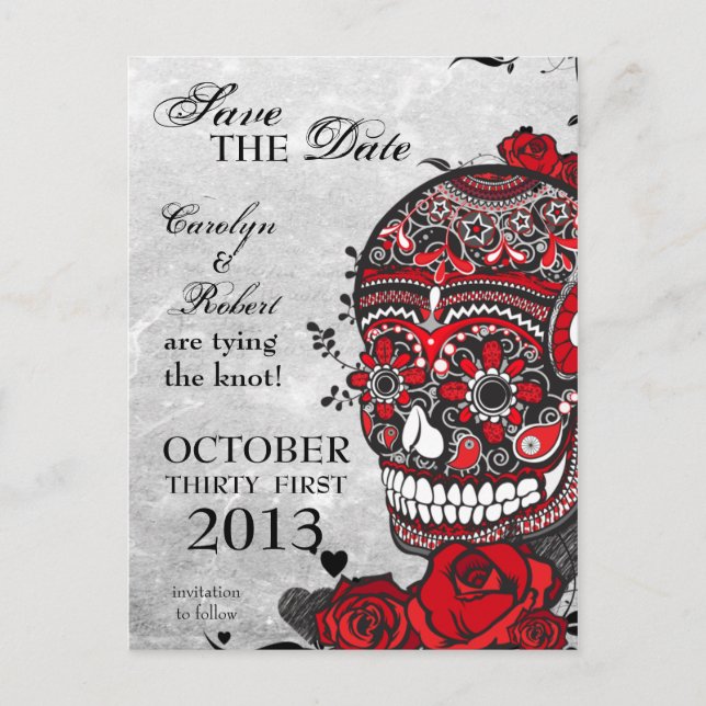 Tattoo Ro & Sugar Skull Spara datum Meddelande Vykort (Framsida)