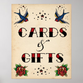 Tattoo Rockabilly Vintage Cards and Gifts Sign Poster