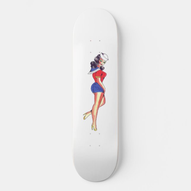 Tattoo Sailor Girl Skateboard Bräda 20,5 Cm (Framsida)
