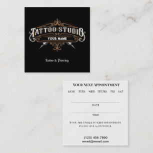 Tattoo Salon Affärskort Fyrkantigt Visitkort