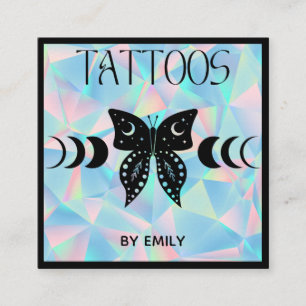 Tattoo Salon Mystical Butterfly Holography Fyrkantigt Visitkort