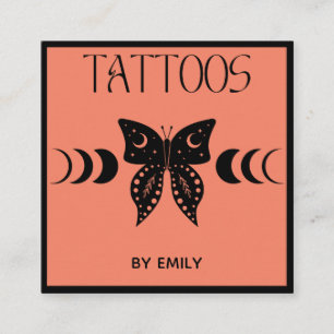 Tattoo Salon Mystical Butterfly Holography Fyrkantigt Visitkort