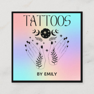 Tattoo Salon Mystical Holography Fyrkantigt Visitkort