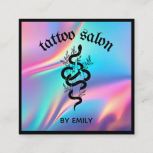 Tattoo Salon Snake Holography Fyrkantigt Visitkort