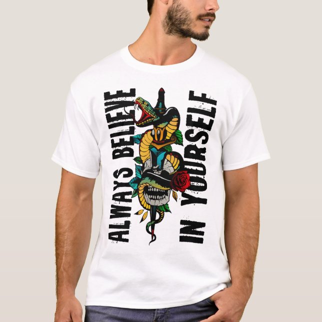 tattoo serpent crane tete de mort dague planté t shirt (Framsida)
