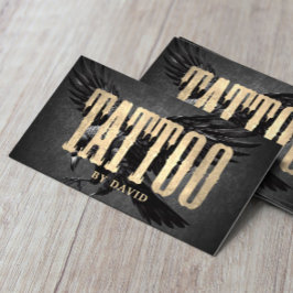 Tattoo Shop Black Kråka Vintage Guld Typography Visitkort