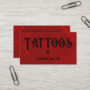 Tattoo Shop Red Black Kreativ Skull Visitkort