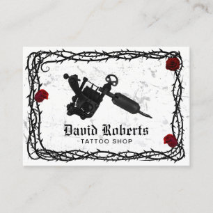 Tattoo Shop Tattoo Gun Gothic Thorn & Vine Visitkort