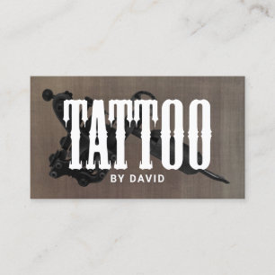 Tattoo Shop Tattoo Gun Gothic Typography Vintage Visitkort