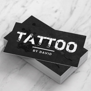 Tattoo Shop Tattoo Gun Grunge Typography Visitkort