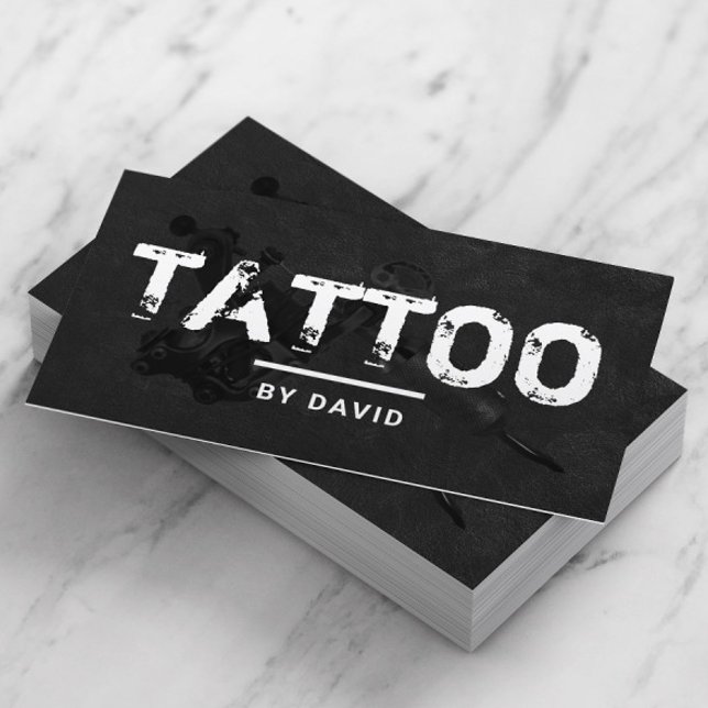 Tattoo Shop Tattoo Gun Grunge Typography Visitkort (Skapare uppladdad)